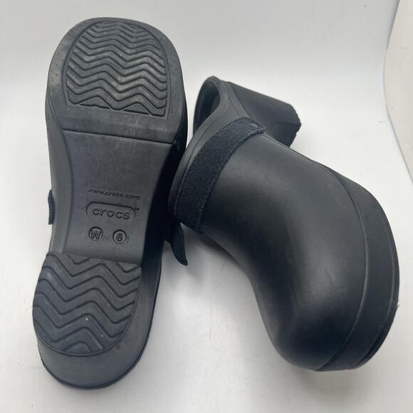 Crocs Women's Sarah Strap Buckle Dual Comfort Heeled Mule Clog Black Size 6 W - Picture 4 of 7
